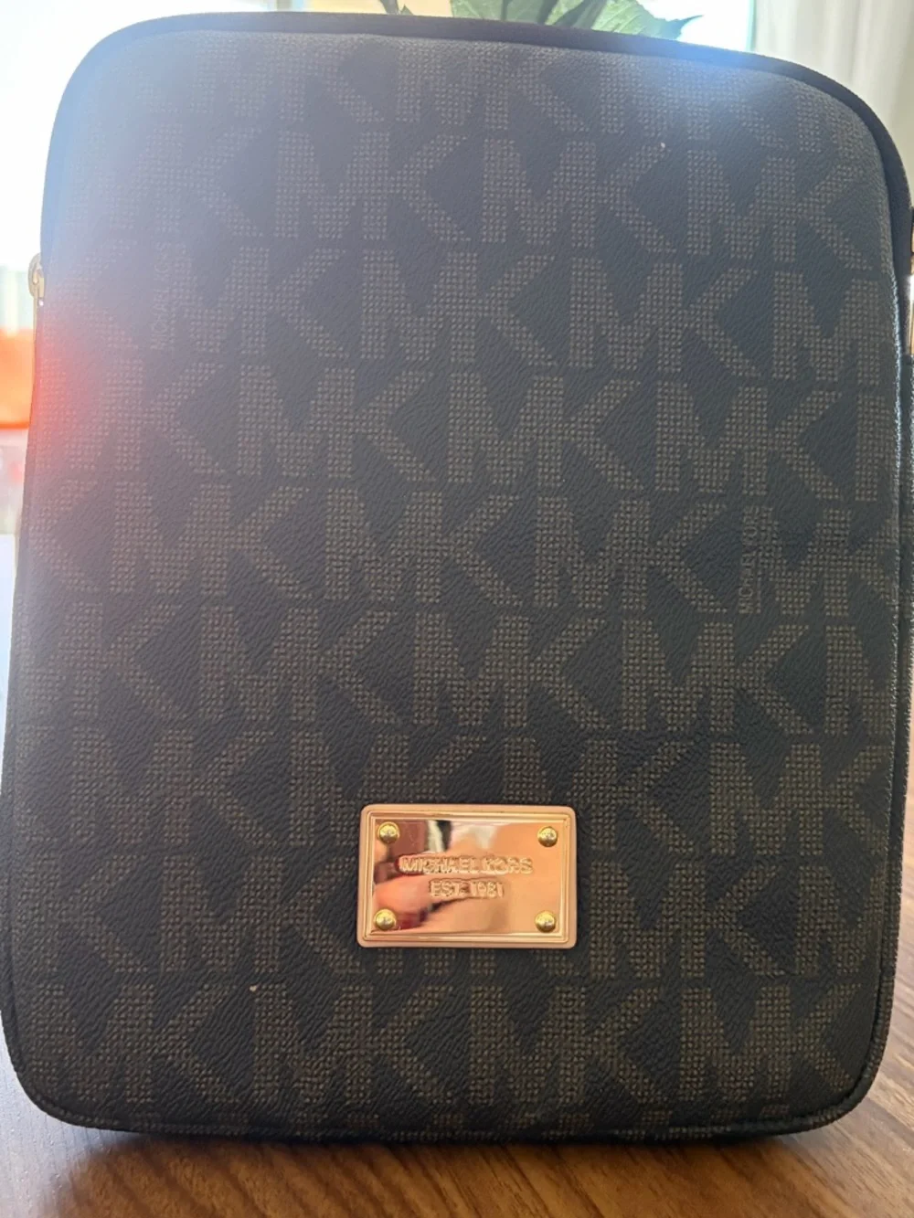 Michael Kors Brown MK Logo Tech Pouch 10x6